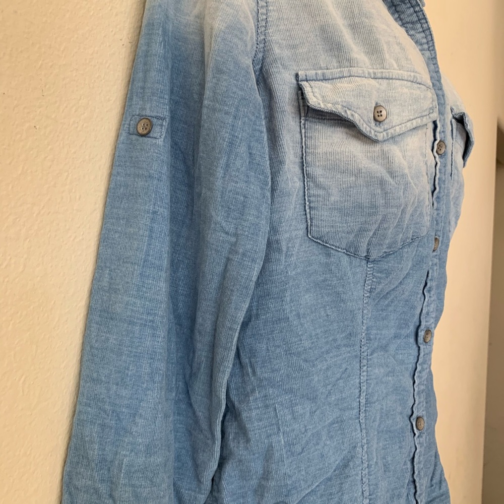 Bella Dahl Light Wash Corduroy Denim Button Shirt - Picture 8 of 11